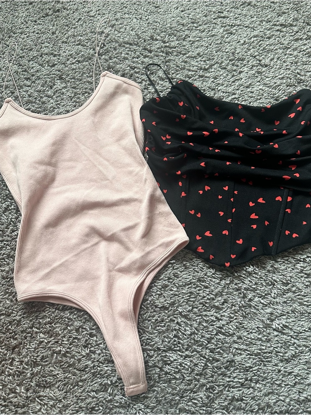 Blue Blush Soft Pink Ribbed Bodysuit with Spaghetti Straps